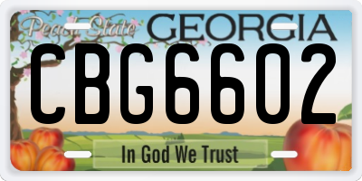 GA license plate CBG6602