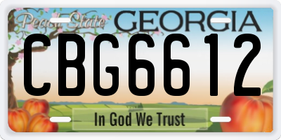 GA license plate CBG6612