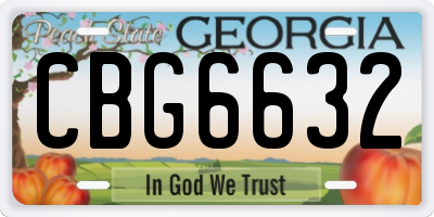 GA license plate CBG6632