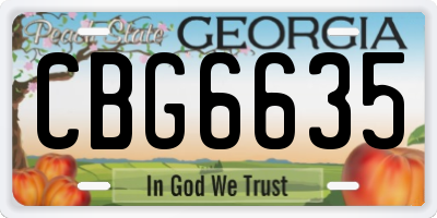 GA license plate CBG6635