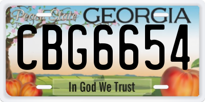 GA license plate CBG6654