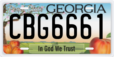 GA license plate CBG6661