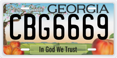 GA license plate CBG6669