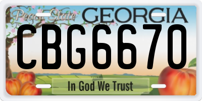 GA license plate CBG6670