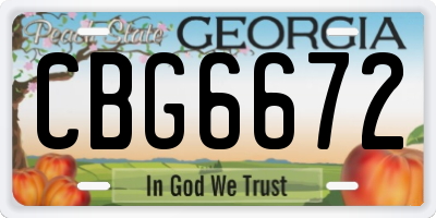 GA license plate CBG6672