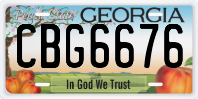 GA license plate CBG6676