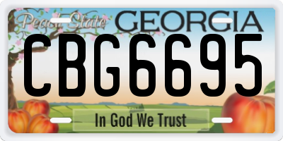 GA license plate CBG6695