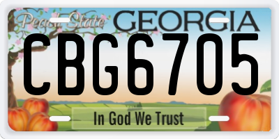 GA license plate CBG6705