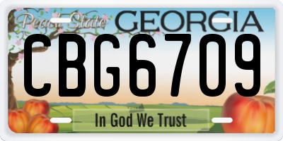 GA license plate CBG6709