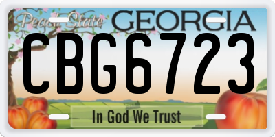 GA license plate CBG6723