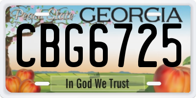 GA license plate CBG6725