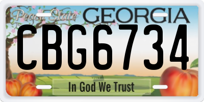 GA license plate CBG6734