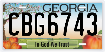 GA license plate CBG6743