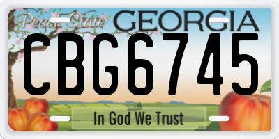 GA license plate CBG6745