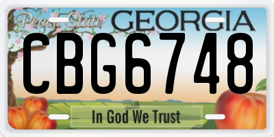 GA license plate CBG6748