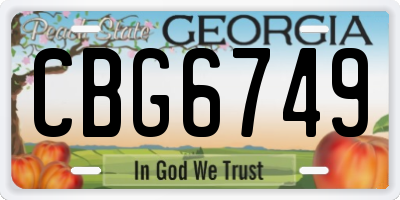 GA license plate CBG6749