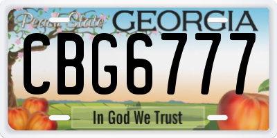 GA license plate CBG6777