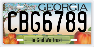 GA license plate CBG6789