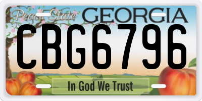 GA license plate CBG6796
