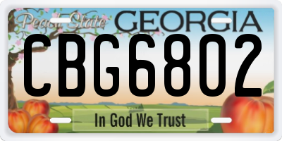 GA license plate CBG6802