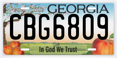 GA license plate CBG6809