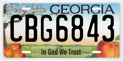 GA license plate CBG6843