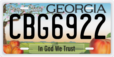 GA license plate CBG6922