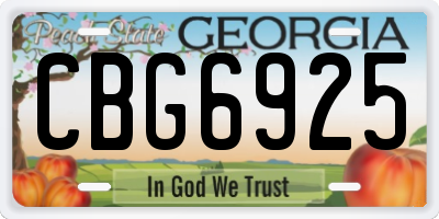 GA license plate CBG6925