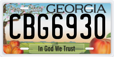 GA license plate CBG6930