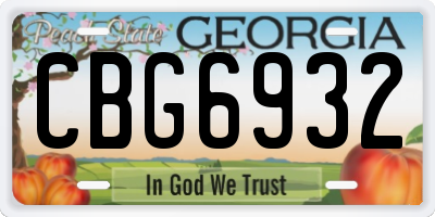 GA license plate CBG6932