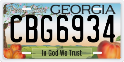 GA license plate CBG6934
