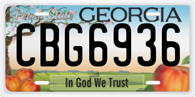 GA license plate CBG6936
