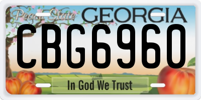 GA license plate CBG6960
