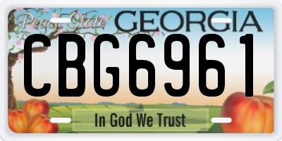 GA license plate CBG6961