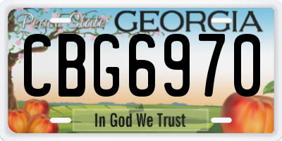 GA license plate CBG6970