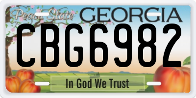 GA license plate CBG6982