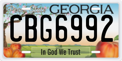 GA license plate CBG6992