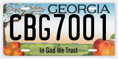 GA license plate CBG7001