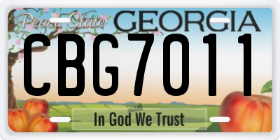 GA license plate CBG7011