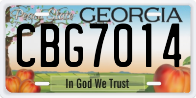 GA license plate CBG7014