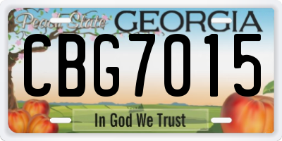 GA license plate CBG7015