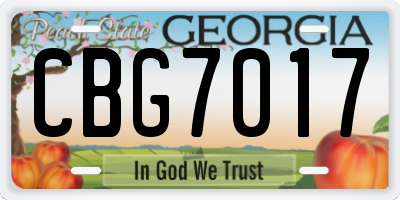 GA license plate CBG7017