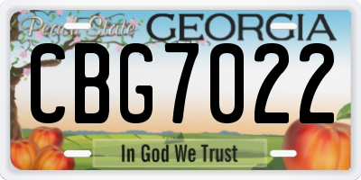 GA license plate CBG7022