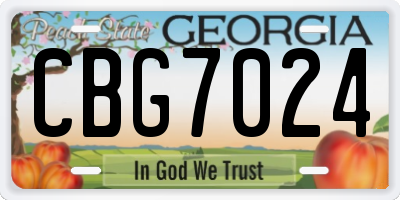 GA license plate CBG7024