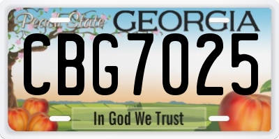 GA license plate CBG7025