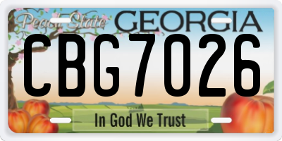 GA license plate CBG7026