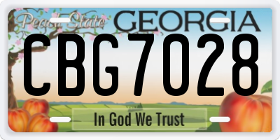 GA license plate CBG7028