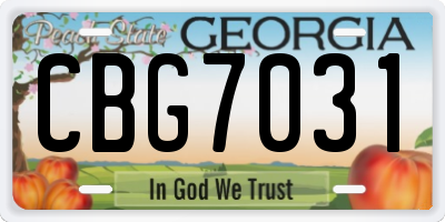 GA license plate CBG7031