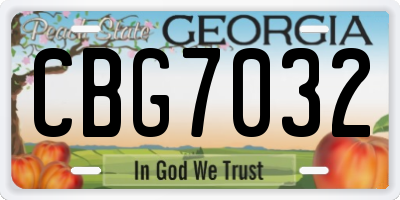 GA license plate CBG7032