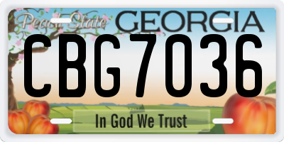 GA license plate CBG7036